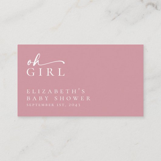 Boeken voor Baby Pink Minimalist Baby shower Informatiekaartje (Achterkant)