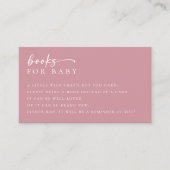 Boeken voor Baby Pink Minimalist Baby shower Informatiekaartje (Voorkant)