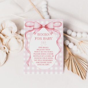 Boeken voor Baby Pink Ribbon Bow Theme Informatiekaartje