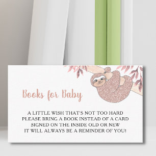 Boeken voor Baby Pink Sloth Baby shower Informatiekaartje