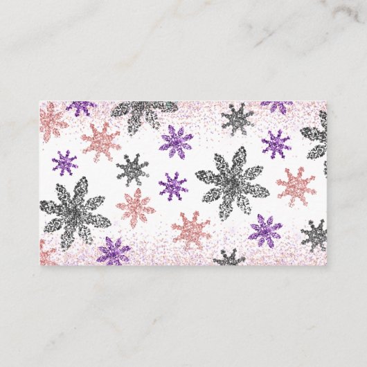 Boeken voor Baby Pink Snowflake Baby shower Glitte Informatiekaartje (Achterkant)