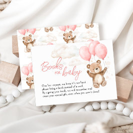 Boeken voor Baby Pink Teddy Bear Baby shower Informatiekaartje