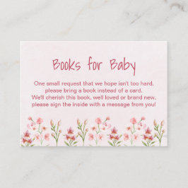 Boeken voor Baby Pink Wildflower Garden Baby showe Informatiekaartje