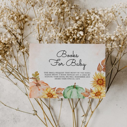 Boeken voor Baby Pompoenen Zonnebloemen Baby showe Informatiekaartje