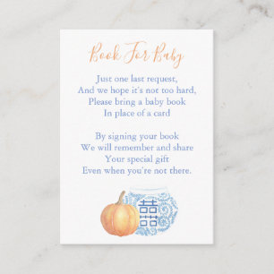 Boeken voor Baby Preppy wit en blauw Baby shower Informatiekaartje