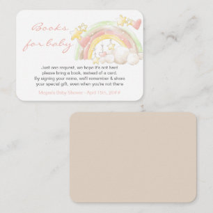 Boeken voor Baby Rainbow en Stars Baby shower Informatiekaartje