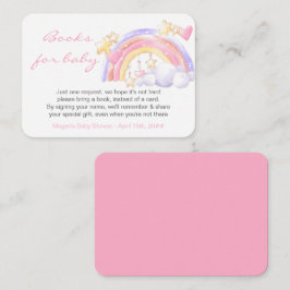 Boeken voor Baby Rainbow Stars Pink Baby shower Informatiekaartje