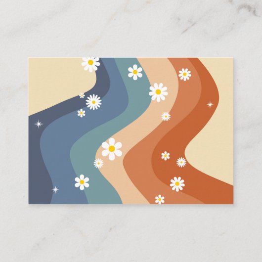 Boeken voor baby retro regenboog hippie madeliefje informatiekaartje (Achterkant)