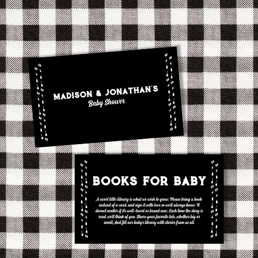 Boeken voor baby rock-'n-roll baby shower informatiekaartje