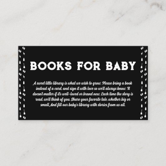 Boeken voor baby rock-'n-roll baby shower informatiekaartje (Voorkant)