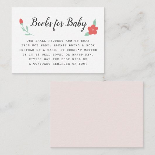 Boeken voor Baby | Roze Baby shower Informatiekaartje (Voorkant / Achterkant)
