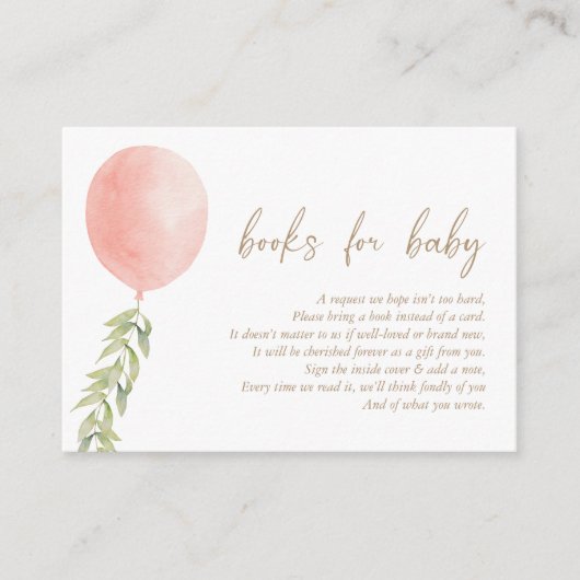 Boeken voor Baby roze ballon Eucalyptus Foliage Informatiekaartje (Voorkant)