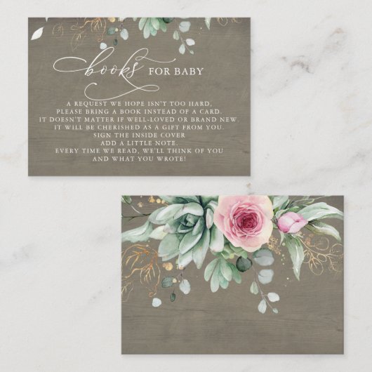 Boeken voor Baby-roze bloemkolen Informatiekaartje (Voorkant / Achterkant)