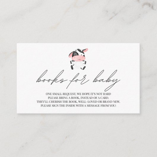 Boeken voor Baby roze Koe Rustic Western land Informatiekaartje (Voorkant)