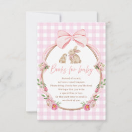 Boeken voor baby roze lint geruite bijlagekaarten bedankkaart