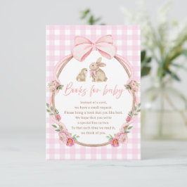 Boeken voor baby roze lint geruite bijlagekaarten bedankkaart