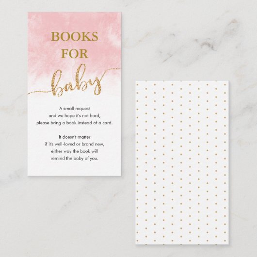 Boeken voor Baby | Roze Waterverf gouden glitter Informatiekaartje (Voorkant / Achterkant)