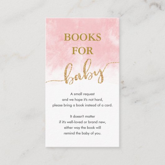 Boeken voor Baby | Roze Waterverf gouden glitter Informatiekaartje (Voorkant)