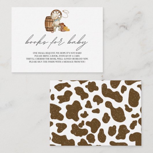 Boeken voor Baby Rustic Cute Cowboy Wild Western Informatiekaartje (Voorkant / Achterkant)