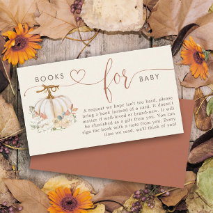 Boeken voor Baby Rustic Pumpkin Floral Shower Informatiekaartje