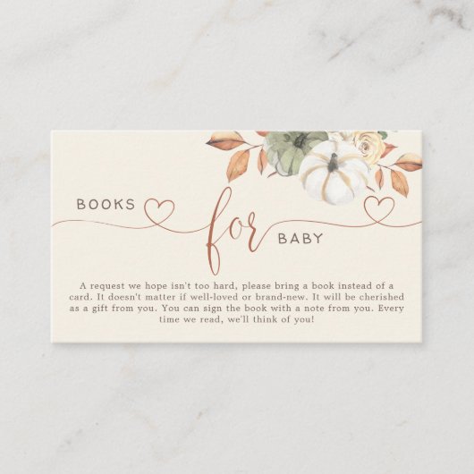 Boeken voor Baby Rustic Pumpkin Shower Informatiekaartje (Voorkant)