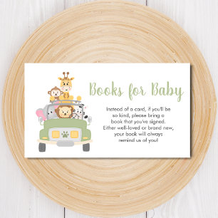 Boeken voor Baby Safari-Baby shower Informatiekaartje