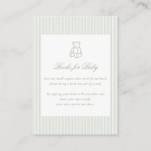 Boeken voor baby Sage groene babyshower geschenken Informatiekaartje
