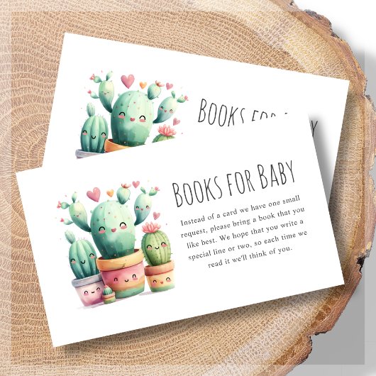 Boeken voor Baby | Schattige Cactus Baby shower Informatiekaartje