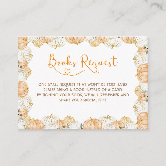 Boeken voor Baby Schattige pompoen bloemenBaby sho Informatiekaartje (Voorkant)