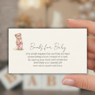 Boeken voor baby Schattige roze beer golft Informatiekaartje