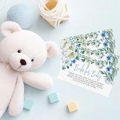 Boeken voor Baby shower Beautiful Blue Floral Informatiekaartje