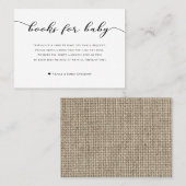Boeken voor Baby shower Behuizing Burlap Sacking Visitekaartje (Voorkant / Achterkant)