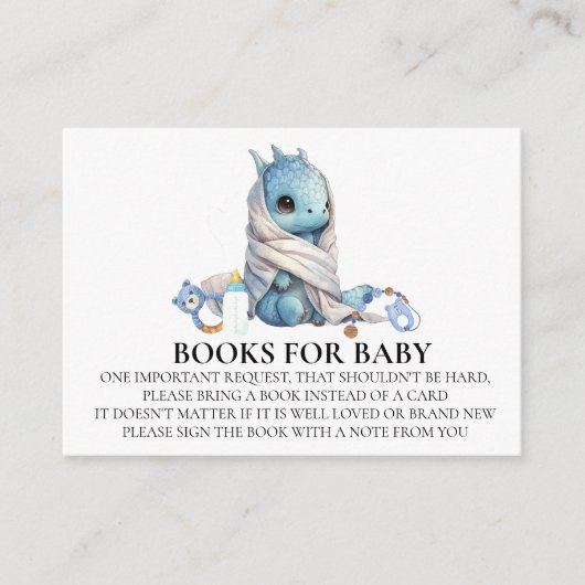 Boeken voor Baby shower Blue Dragon Knight Informatiekaartje (Voorkant)