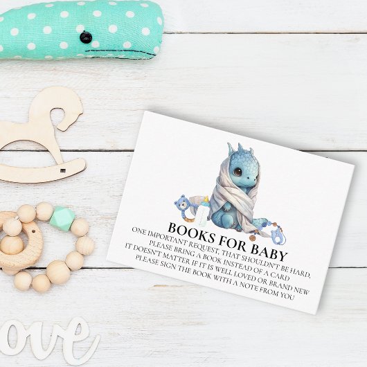Boeken voor Baby shower Blue Dragon Knight Informatiekaartje