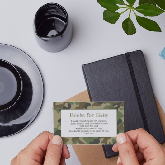 Boeken voor Baby shower Camo Enclosure Kaart