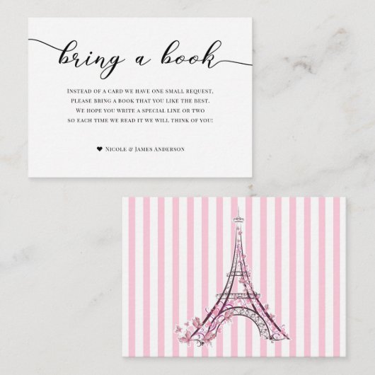 Boeken voor Baby shower Enclosure Kaart Pink Paris (Voorkant / Achterkant)