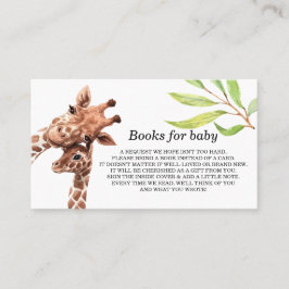 Boeken voor Baby shower Giraffe Book Request Card Visitekaartje