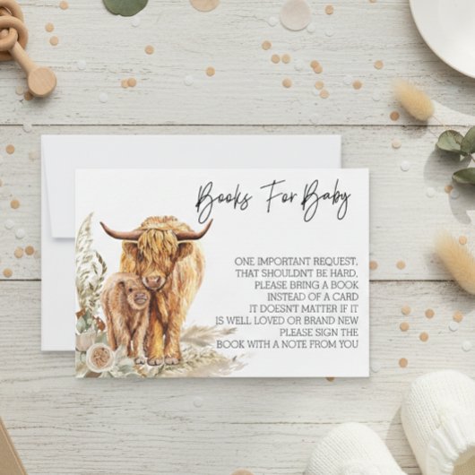 Boeken voor Baby shower Highland Koe Boho Kaart