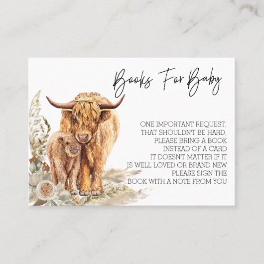 Boeken voor Baby shower Highland Koe Boho Visitekaartje (Voorkant)