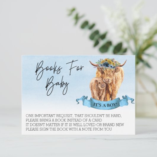 Boeken voor Baby shower Highland Koe Boy Calf Kaart (Staand voorkant)