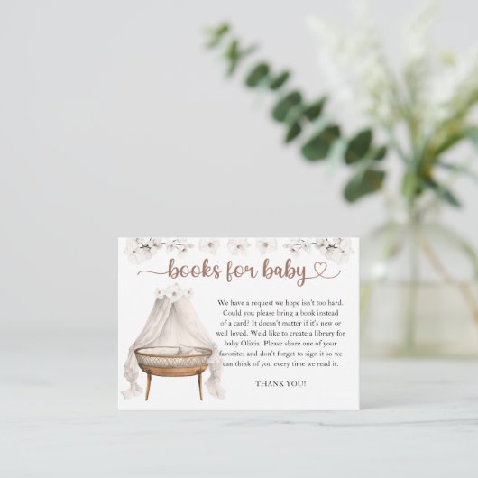 Boeken voor Baby shower Kaart Neutral Boho Floral (Staand voorkant)