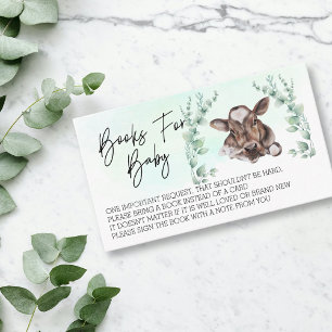 Boeken voor Baby shower Koe Calf Waterverf Informatiekaartje