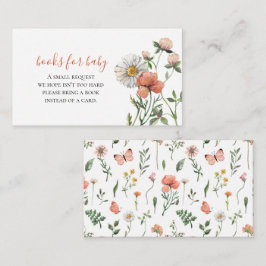 Boeken voor baby shower met wilde bloemen voor bab informatiekaartje