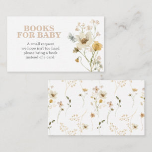 Boeken voor baby shower met wilde bloemen voor bab informatiekaartje