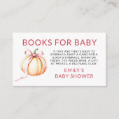 Boeken voor Baby shower Pink Bow Pumpkin Informatiekaartje (Voorkant)