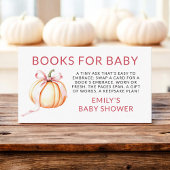 Boeken voor Baby shower Pink Bow Pumpkin Informatiekaartje