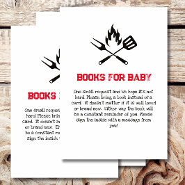 Boeken voor baby shower spel BBQ baby shower thema Informatiekaartje