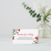Boeken voor Baby shower van aardbeien in Baby Informatiekaartje (Staand voorkant)