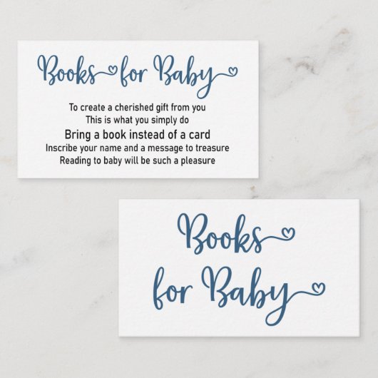 Boeken voor Baby shower van Baby Blue Boy Informatiekaartje (Voorkant / Achterkant)