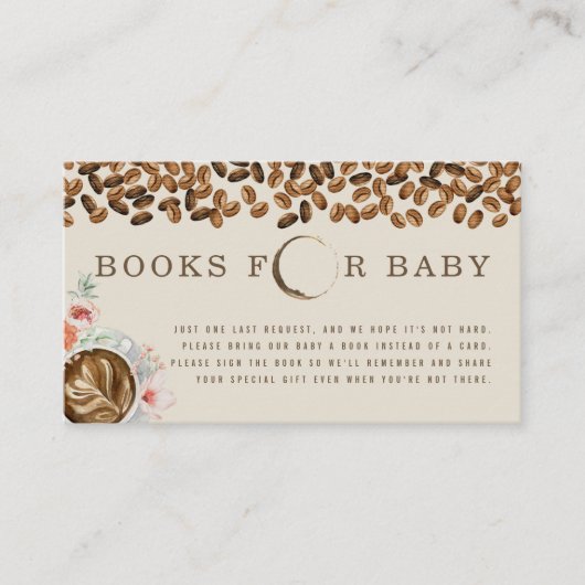 Boeken voor Baby shower van Baby van koffie Informatiekaartje (Voorkant)